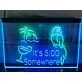 It's 5:00 Somewhere Parrot Two Tone Hanging Neon Sign