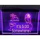 It's 5:00 Somewhere Parrot Two Tone Hanging Neon Sign