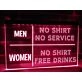 No Shirt No Service Funny Hanging Neon Sign