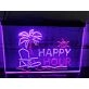 Happy Hour Bar Two Tone Hanging Neon Sign