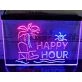 Happy Hour Bar Two Tone Hanging Neon Sign