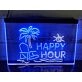 Happy Hour Bar Two Tone Hanging Neon Sign