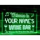 Welcome to My Wine Bar Personalized Hanging Neon Sign