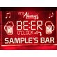 It's Always Beer O'clock at My Bar Personalized Hanging Neon Sign