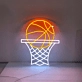 Basketball on Hoop Neon Sign