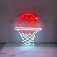 Basketball on Hoop Neon Sign