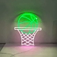 Basketball on Hoop Neon Sign