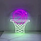 Basketball on Hoop Neon Sign