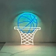 Basketball on Hoop Neon Sign