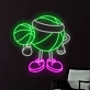 Playful Basketball Kid Neon Sign