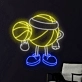 Playful Basketball Kid Neon Sign