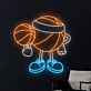 Playful Basketball Kid Neon Sign