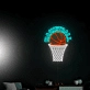 Basketball Hanging on Hoop Neon Light