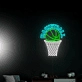 Basketball Hanging on Hoop Neon Light