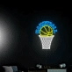 Basketball Hanging on Hoop Neon Light