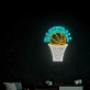 Basketball Hanging on Hoop Neon Light