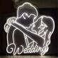 Customize Romantic Bride and Groom Embrace Kiss Neon Light