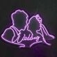 Customize Suit Groom and Crown Bride Romantic Portrait Neon Sign