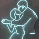 Romantic Wedding Couple Holding Hands and Kissing Neon Sign