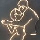 Romantic Wedding Couple Holding Hands and Kissing Neon Sign