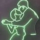 Romantic Wedding Couple Holding Hands and Kissing Neon Sign