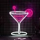 Elegant Cocktail Glass Neon Light