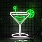 Elegant Cocktail Glass Neon Light
