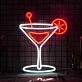 Elegant Cocktail Glass Neon Light