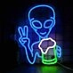 Happy Alien Drinking Neon Sign