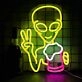 Happy Alien Drinking Neon Sign