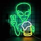 Happy Alien Drinking Neon Sign