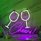 Customize Toasting Wine Glasses Neon Light
