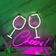 Customize Toasting Wine Glasses Neon Light