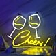 Customize Toasting Wine Glasses Neon Light