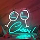 Customize Toasting Wine Glasses Neon Light