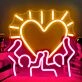 Doll Figure Holding Heart Neon Sign