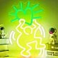 Single Abstract Figure Holding Heart Neon Light