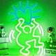 Single Abstract Figure Holding Heart Neon Light