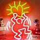 Single Abstract Figure Holding Heart Neon Light