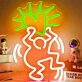 Single Abstract Figure Holding Heart Neon Light