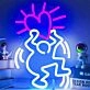 Single Abstract Figure Holding Heart Neon Light