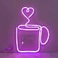 Heart Coffee Cup Neon Sign