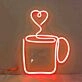 Heart Coffee Cup Neon Sign