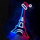 Eiffel Tower with Santa Hat Neon Sign