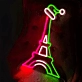 Eiffel Tower with Santa Hat Neon Sign
