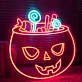 Halloween Pumpkin and Candy Neon Sign