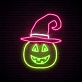 Halloween Pumpkin with Hat and Smile Neon Sign