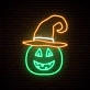 Halloween Pumpkin with Hat and Smile Neon Sign