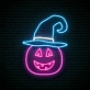 Halloween Pumpkin with Hat and Smile Neon Sign