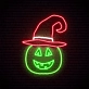 Halloween Pumpkin with Hat and Smile Neon Sign